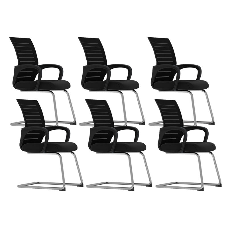 Black Mid Back Office Chair Black Cushion Arm Included Chair Black 6 Piece Set Casters Not Included Clearhalo 'furn' 'furn_office_chair' 'Furniture' 'Office Chairs' 'Office Furniture' 'office_chair' 5761099