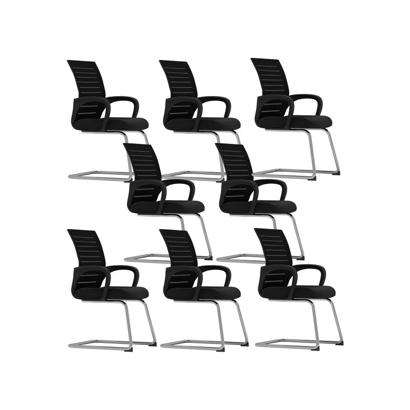 Black Mid Back Office Chair Black Cushion Arm Included Chair Black 8 Piece Set Casters Not Included Clearhalo 'furn' 'furn_office_chair' 'Furniture' 'Office Chairs' 'Office Furniture' 'office_chair' 5761100