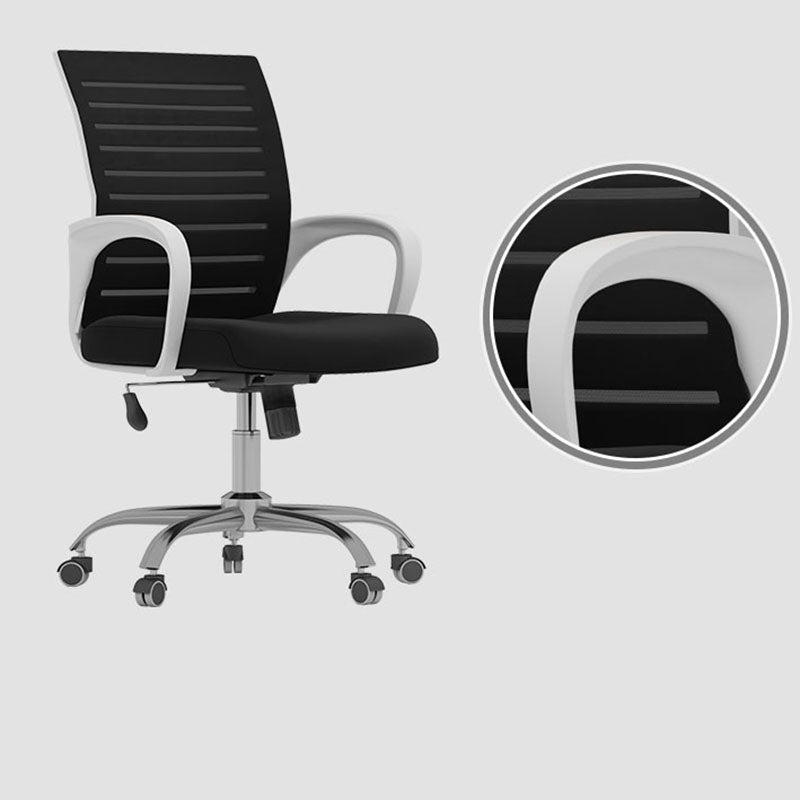 Black Mid Back Office Chair Black Cushion Arm Included Chair Clearhalo 'furn' 'furn_office_chair' 'Furniture' 'Office Chairs' 'Office Furniture' 'office_chair' 5761101