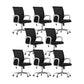 Black Mid Back Office Chair Black Cushion Arm Included Chair White 8 Piece Set Casters Included Clearhalo 'furn' 'furn_office_chair' 'Furniture' 'Office Chairs' 'Office Furniture' 'office_chair' 5761104