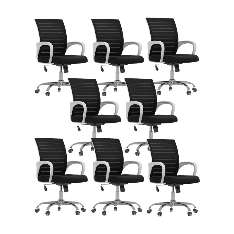 Black Mid Back Office Chair Black Cushion Arm Included Chair White 8 Piece Set Casters Included Clearhalo 'furn' 'furn_office_chair' 'Furniture' 'Office Chairs' 'Office Furniture' 'office_chair' 5761104