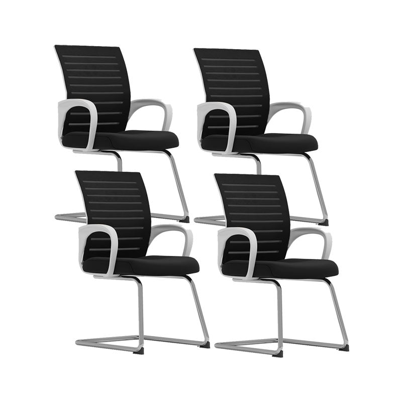 Black Mid Back Office Chair Black Cushion Arm Included Chair White 4 Piece Set Casters Not Included Clearhalo 'furn' 'furn_office_chair' 'Furniture' 'Office Chairs' 'Office Furniture' 'office_chair' 5761105