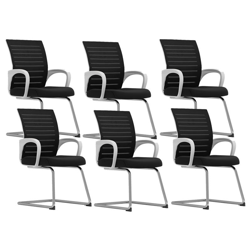 Black Mid Back Office Chair Black Cushion Arm Included Chair White 6 Piece Set Casters Not Included Clearhalo 'furn' 'furn_office_chair' 'Furniture' 'Office Chairs' 'Office Furniture' 'office_chair' 5761106