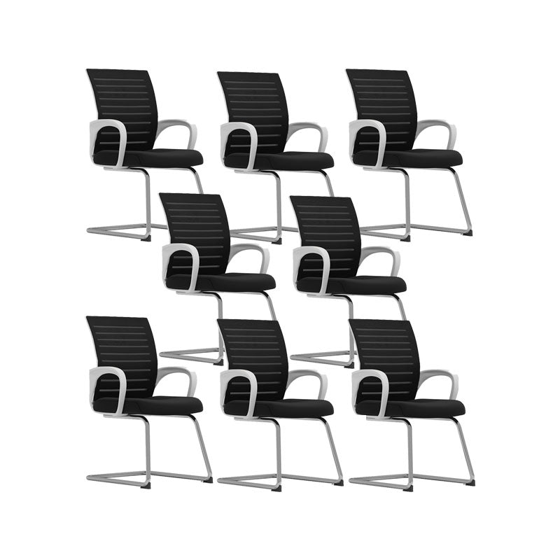 Black Mid Back Office Chair Black Cushion Arm Included Chair White 8 Piece Set Casters Not Included Clearhalo 'furn' 'furn_office_chair' 'Furniture' 'Office Chairs' 'Office Furniture' 'office_chair' 5761107