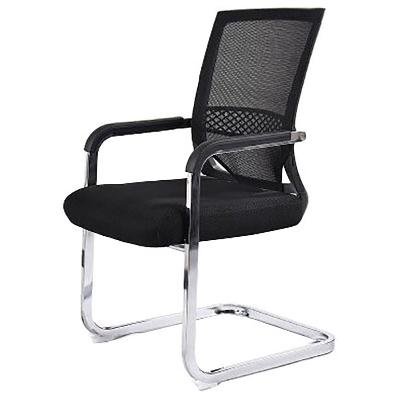 Modern Fixed Arms Office Chair Lumbar Support No Wheels Office Chair Black 1 Piece Clearhalo 'furn' 'furn_office_chair' 'Furniture' 'Office Chairs' 'Office Furniture' 'office_chair' 5761158