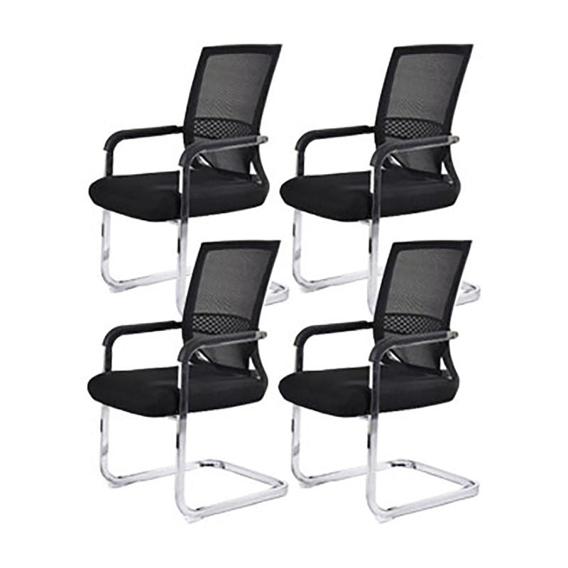 Modern Fixed Arms Office Chair Lumbar Support No Wheels Office Chair Black 4 Piece Set Clearhalo 'furn' 'furn_office_chair' 'Furniture' 'Office Chairs' 'Office Furniture' 'office_chair' 5761161