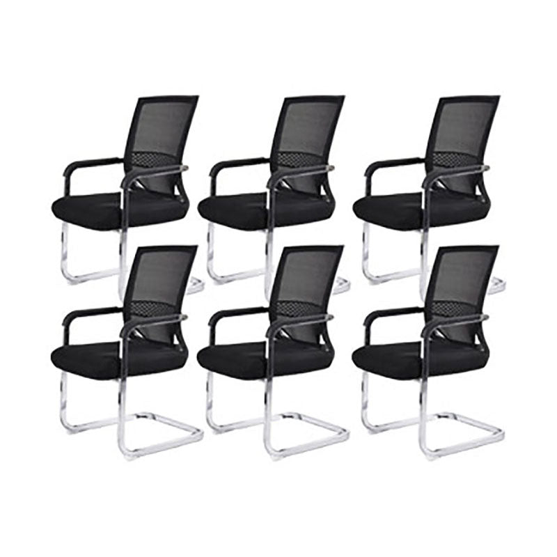 Modern Fixed Arms Office Chair Lumbar Support No Wheels Office Chair Black 6 Piece Set Clearhalo 'furn' 'furn_office_chair' 'Furniture' 'Office Chairs' 'Office Furniture' 'office_chair' 5761164