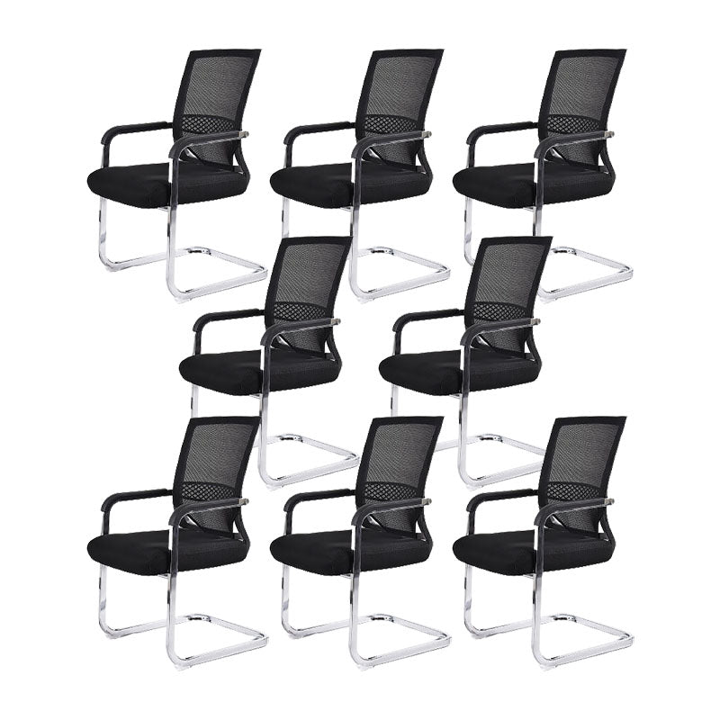 Modern Fixed Arms Office Chair Lumbar Support No Wheels Office Chair Black 8 Piece Set Clearhalo 'furn' 'furn_office_chair' 'Furniture' 'Office Chairs' 'Office Furniture' 'office_chair' 5761166