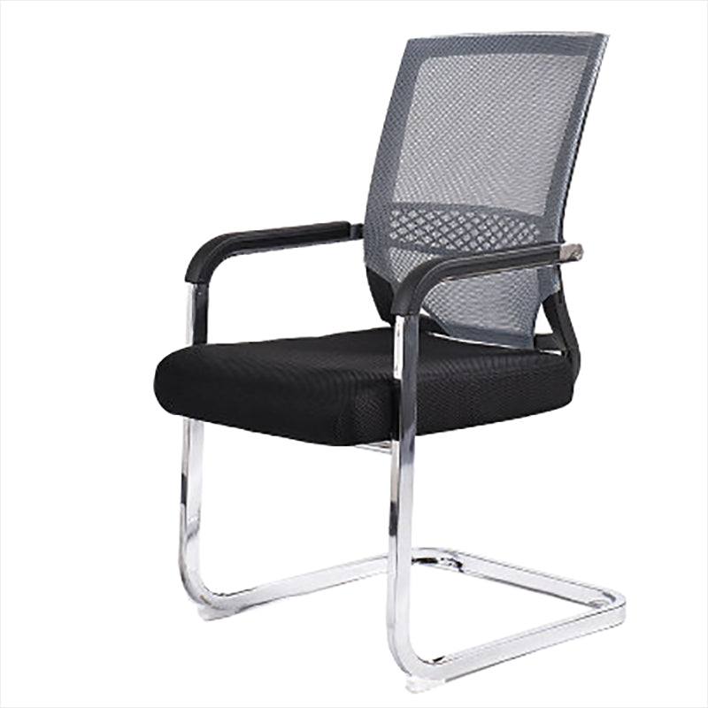 Modern Fixed Arms Office Chair Lumbar Support No Wheels Office Chair Grey 1 Piece Clearhalo 'furn' 'furn_office_chair' 'Furniture' 'Office Chairs' 'Office Furniture' 'office_chair' 5761168