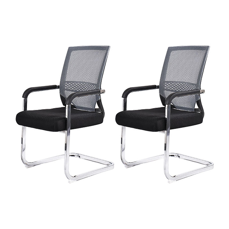 Modern Fixed Arms Office Chair Lumbar Support No Wheels Office Chair Grey 2 Piece Set Clearhalo 'furn' 'furn_office_chair' 'Furniture' 'Office Chairs' 'Office Furniture' 'office_chair' 5761169