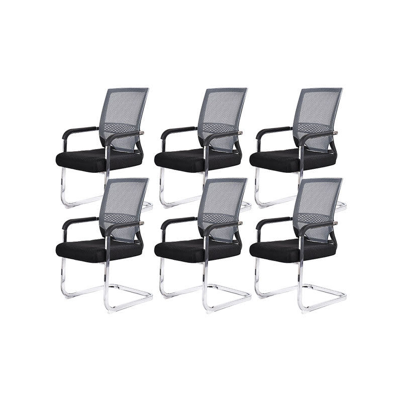 Modern Fixed Arms Office Chair Lumbar Support No Wheels Office Chair Grey 6 Piece Set Clearhalo 'furn' 'furn_office_chair' 'Furniture' 'Office Chairs' 'Office Furniture' 'office_chair' 5761173