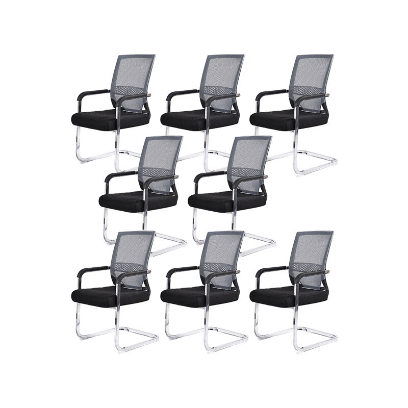 Modern Fixed Arms Office Chair Lumbar Support No Wheels Office Chair Grey 8 Piece Set Clearhalo 'furn' 'furn_office_chair' 'Furniture' 'Office Chairs' 'Office Furniture' 'office_chair' 5761175