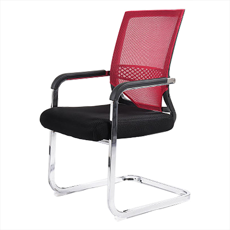 Modern Fixed Arms Office Chair Lumbar Support No Wheels Office Chair Red 1 Piece Clearhalo 'furn' 'furn_office_chair' 'Furniture' 'Office Chairs' 'Office Furniture' 'office_chair' 5761177