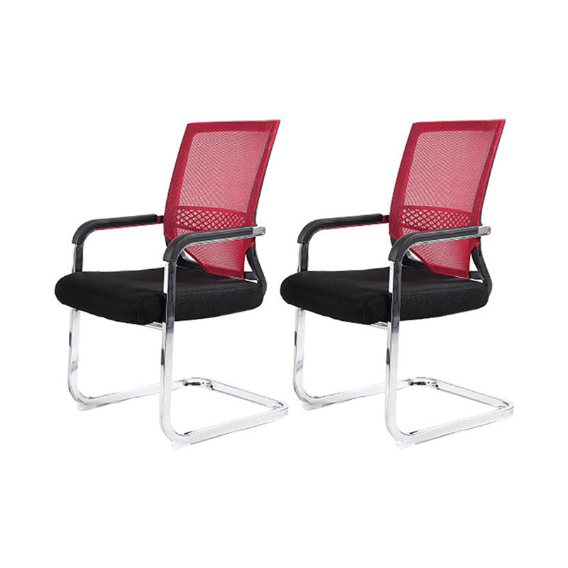 Modern Fixed Arms Office Chair Lumbar Support No Wheels Office Chair Red 2 Piece Set Clearhalo 'furn' 'furn_office_chair' 'Furniture' 'Office Chairs' 'Office Furniture' 'office_chair' 5761178
