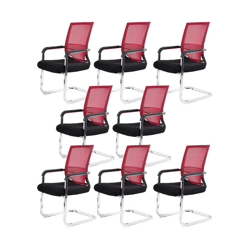 Modern Fixed Arms Office Chair Lumbar Support No Wheels Office Chair Red 8 Piece Set Clearhalo 'furn' 'furn_office_chair' 'Furniture' 'Office Chairs' 'Office Furniture' 'office_chair' 5761181