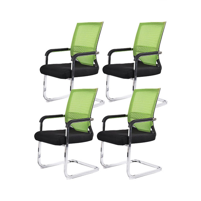 Modern Fixed Arms Office Chair Lumbar Support No Wheels Office Chair Green 4 Piece Set Clearhalo 'furn' 'furn_office_chair' 'Furniture' 'Office Chairs' 'Office Furniture' 'office_chair' 5761184
