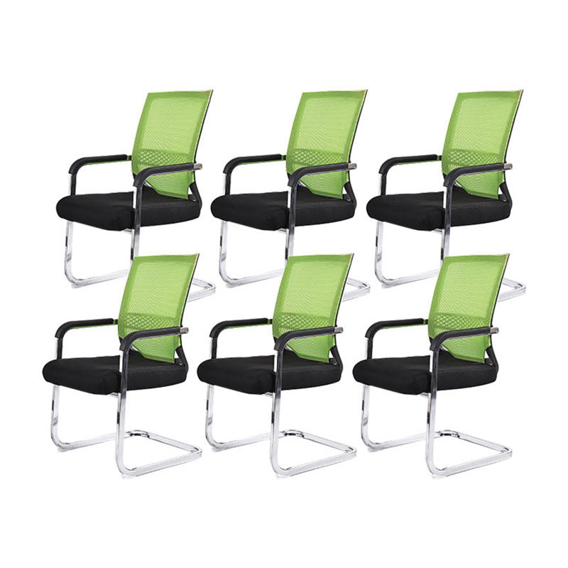 Modern Fixed Arms Office Chair Lumbar Support No Wheels Office Chair Green 6 Piece Set Clearhalo 'furn' 'furn_office_chair' 'Furniture' 'Office Chairs' 'Office Furniture' 'office_chair' 5761185