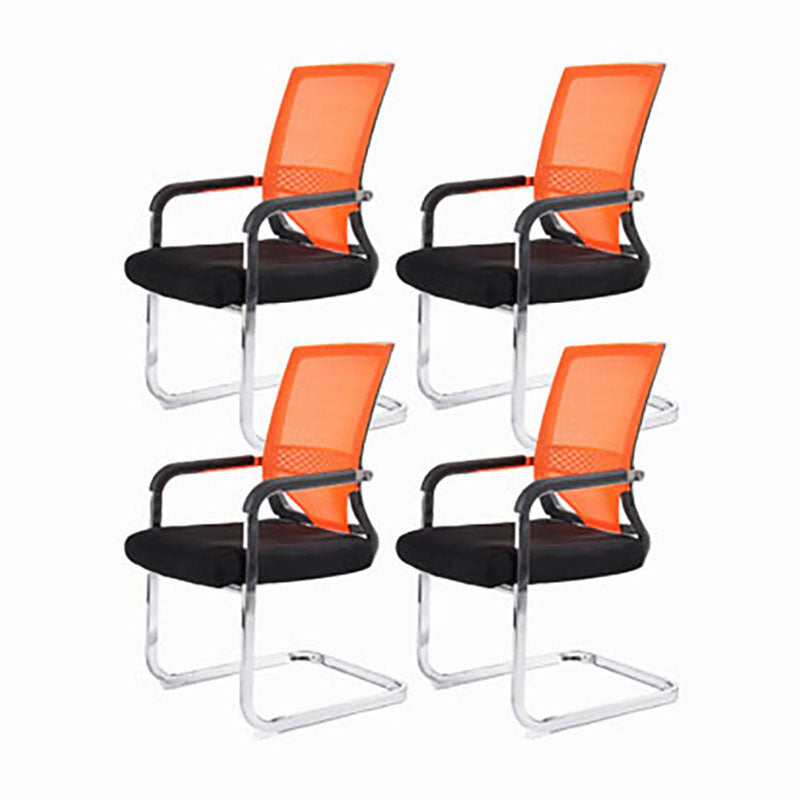 Modern Fixed Arms Office Chair Lumbar Support No Wheels Office Chair Orange 4 Piece Set Clearhalo 'furn' 'furn_office_chair' 'Furniture' 'Office Chairs' 'Office Furniture' 'office_chair' 5761189