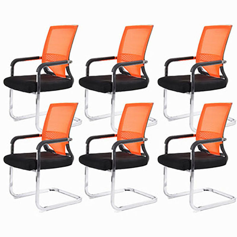 Modern Fixed Arms Office Chair Lumbar Support No Wheels Office Chair Orange 6 Piece Set Clearhalo 'furn' 'furn_office_chair' 'Furniture' 'Office Chairs' 'Office Furniture' 'office_chair' 5761190