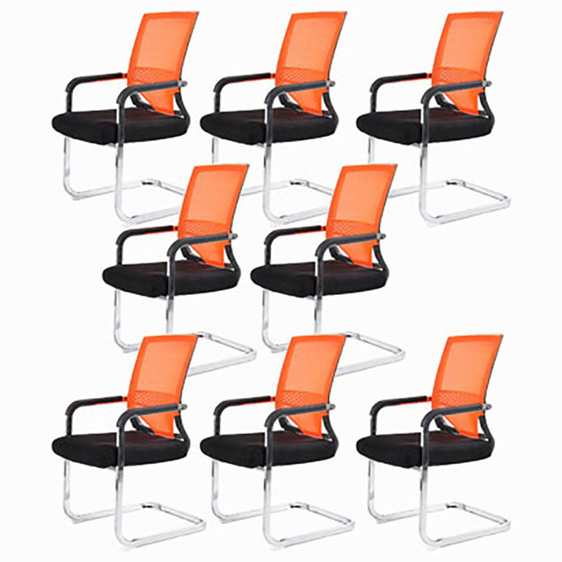 Modern Fixed Arms Office Chair Lumbar Support No Wheels Office Chair Orange 8 Piece Set Clearhalo 'furn' 'furn_office_chair' 'Furniture' 'Office Chairs' 'Office Furniture' 'office_chair' 5761191