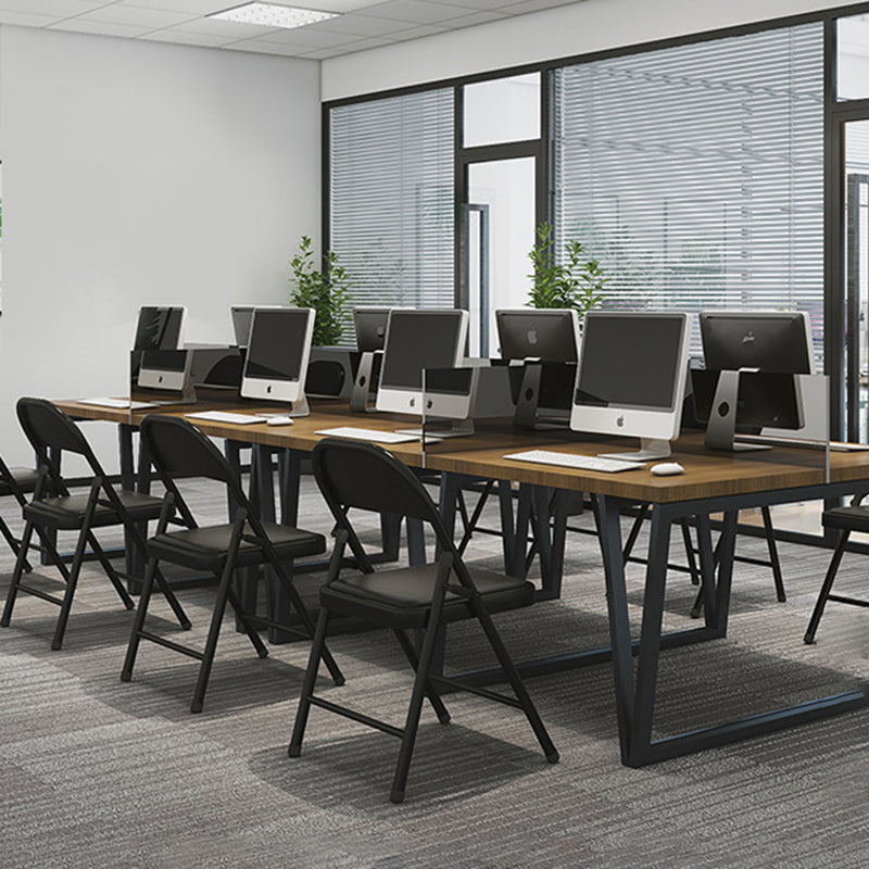 Silla de conferencia tapizada sin brazo silla de cuero de espalda baja