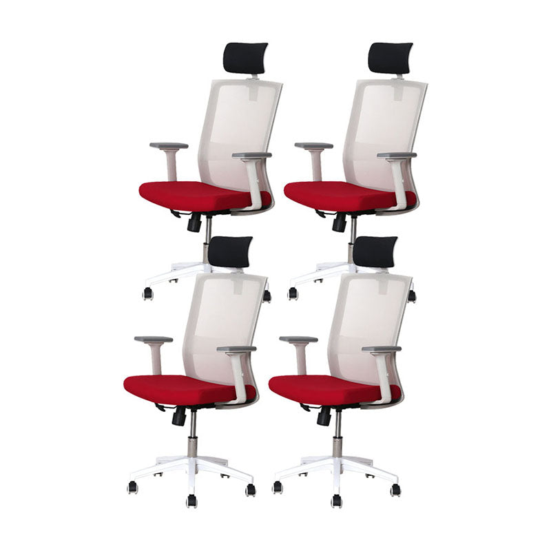 Modern Computer Chair Adjustable Arms Chair Mesh Office Chair White 4 Piece Set Clearhalo 'furn' 'furn_office_chair' 'Furniture' 'Office Chairs' 'Office Furniture' 'office_chair' 5761267