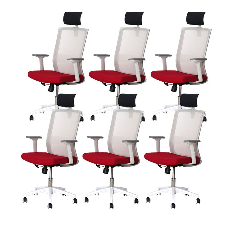 Modern Computer Chair Adjustable Arms Chair Mesh Office Chair White 6 Piece Set Clearhalo 'furn' 'furn_office_chair' 'Furniture' 'Office Chairs' 'Office Furniture' 'office_chair' 5761269