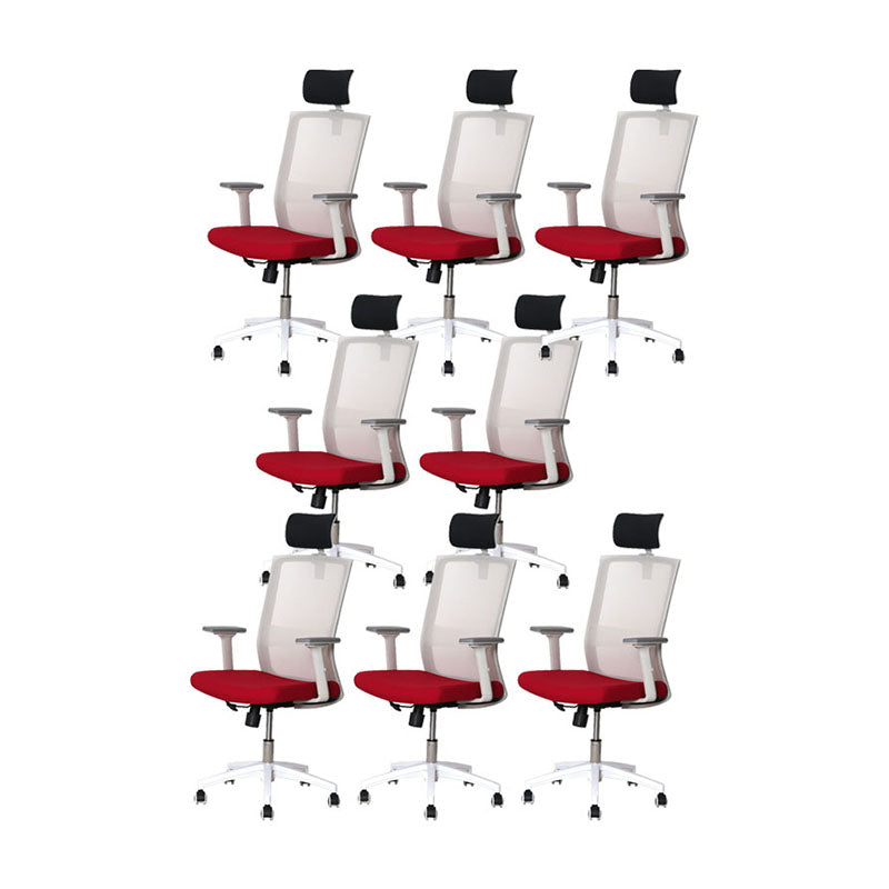 Modern Computer Chair Adjustable Arms Chair Mesh Office Chair White 8 Piece Set Clearhalo 'furn' 'furn_office_chair' 'Furniture' 'Office Chairs' 'Office Furniture' 'office_chair' 5761271