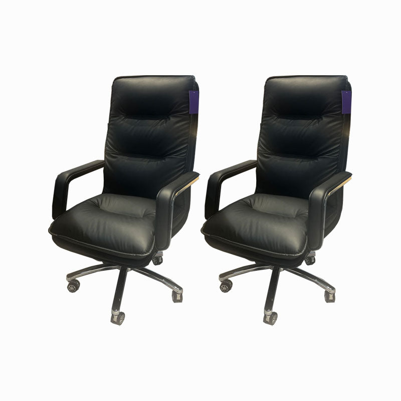 Sedia moderna a braccia a fissa sedia da ufficio in pelle con ruote