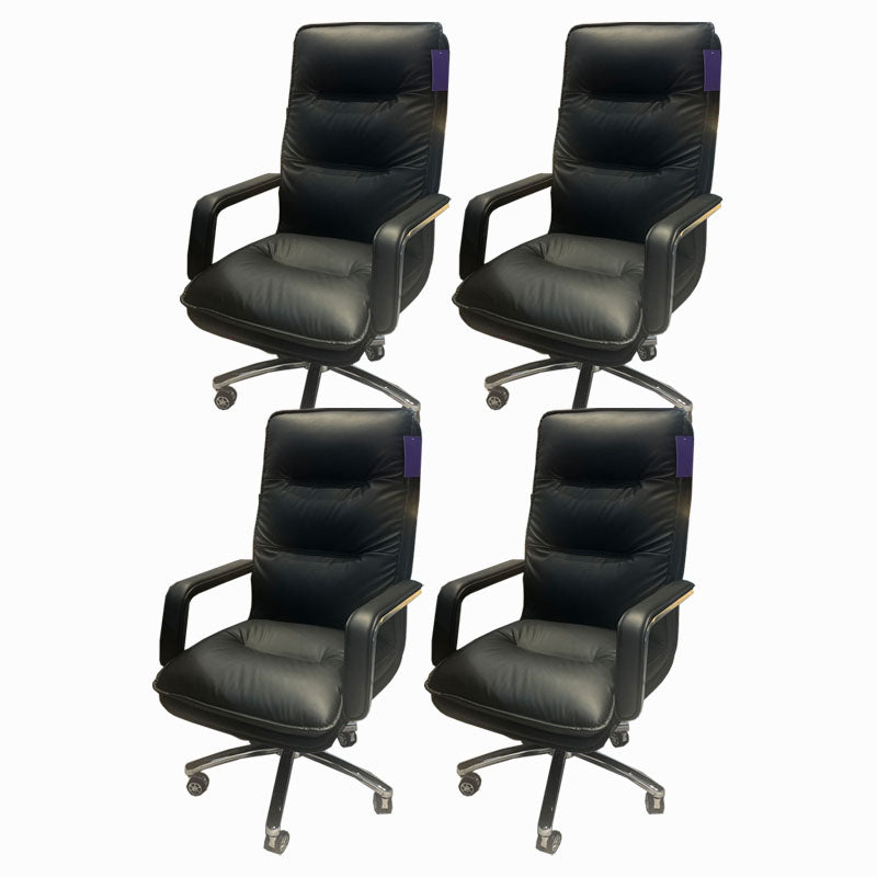 Sedia moderna a braccia a fissa sedia da ufficio in pelle con ruote