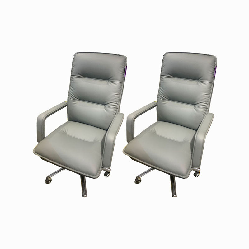 Sedia moderna a braccia a fissa sedia da ufficio in pelle con ruote