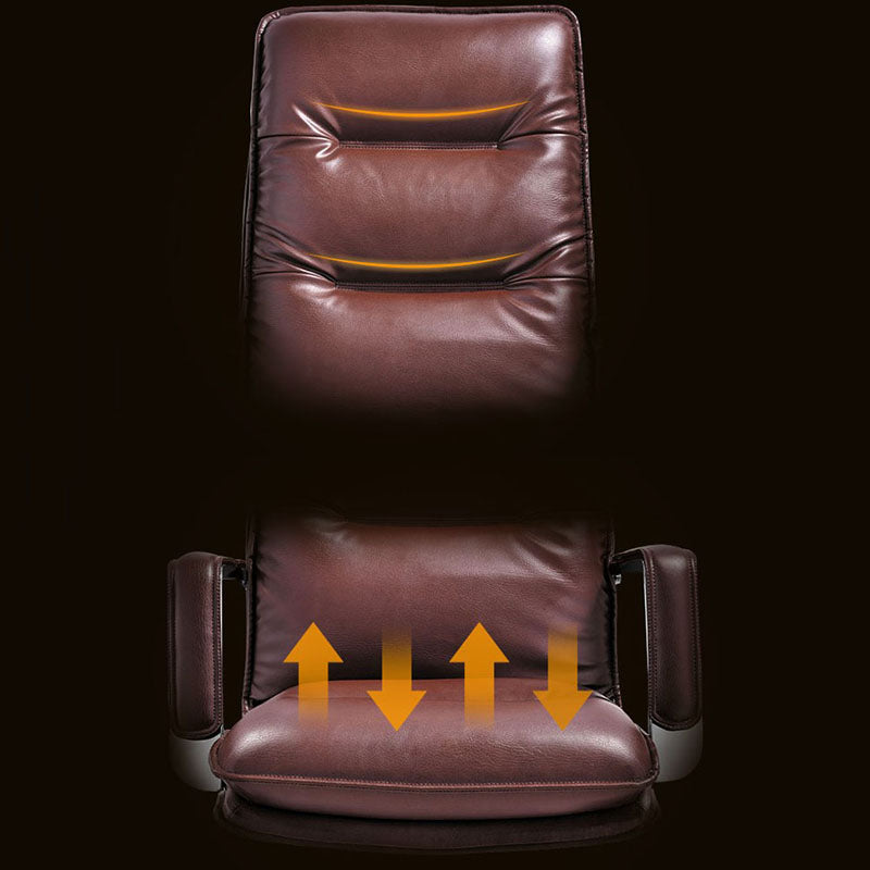 Sedia moderna a braccia a fissa sedia da ufficio in pelle con ruote