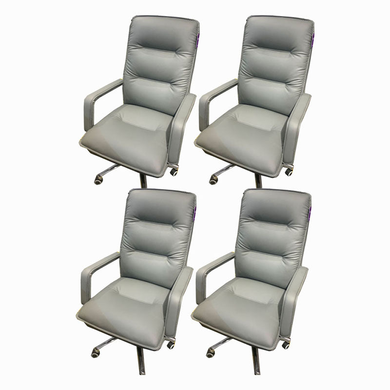 Sedia moderna a braccia a fissa sedia da ufficio in pelle con ruote