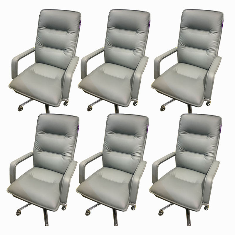 Sedia moderna a braccia a fissa sedia da ufficio in pelle con ruote