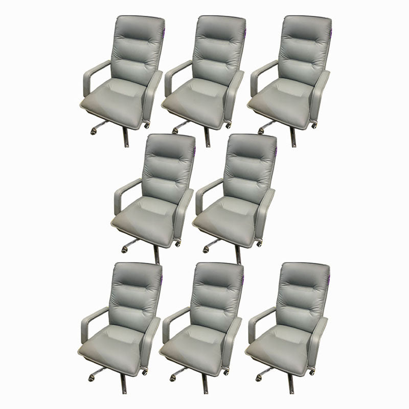 Sedia moderna a braccia a fissa sedia da ufficio in pelle con ruote