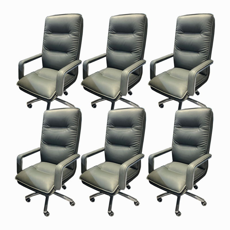 Sedia moderna a braccia a fissa sedia da ufficio in pelle con ruote