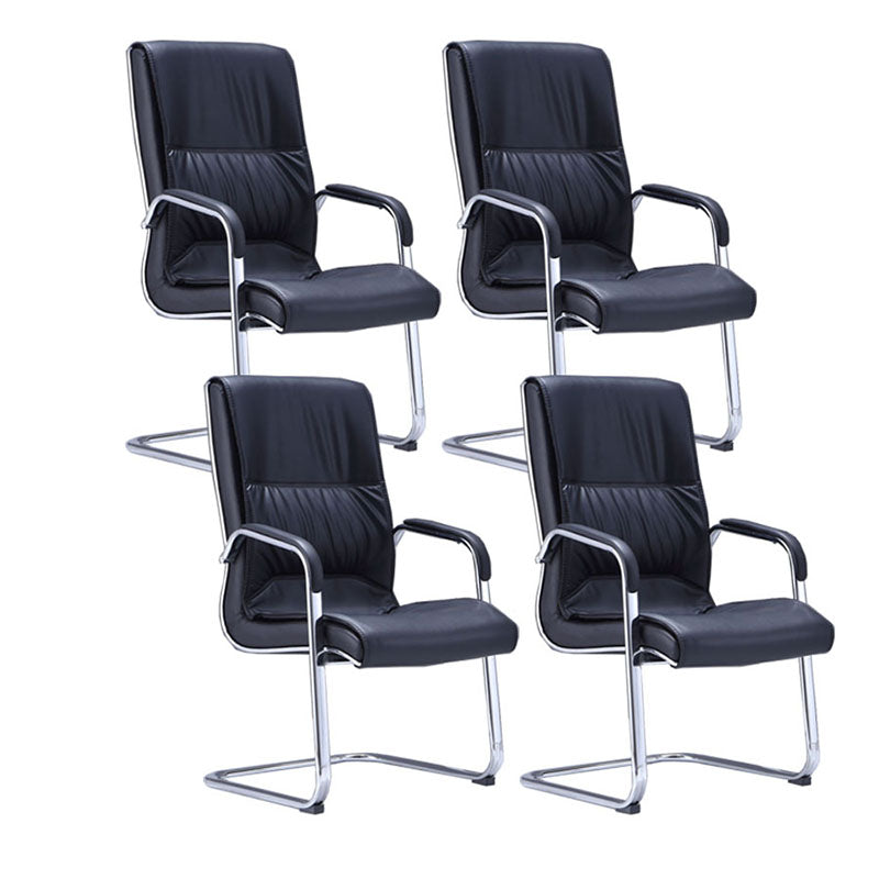 Chaise de conférence moderne à armes fixes sans roues chaise de bureau de gestion du cuir