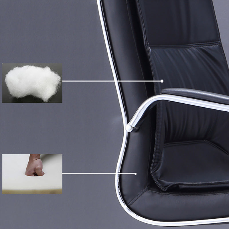 Chaise de conférence moderne à armes fixes sans roues chaise de bureau de gestion du cuir