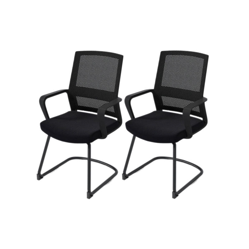 Black Mid-Back Office Chair Mesh-back Arms Included Task Chair 2 Piece Set Clearhalo 'furn' 'furn_office_chair' 'Furniture' 'Office Chairs' 'Office Furniture' 'office_chair' 5761333