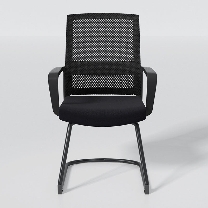 Black Mid-Back Office Chair Mesh-back Arms Included Task Chair Clearhalo 'furn' 'furn_office_chair' 'Furniture' 'Office Chairs' 'Office Furniture' 'office_chair' 5761334