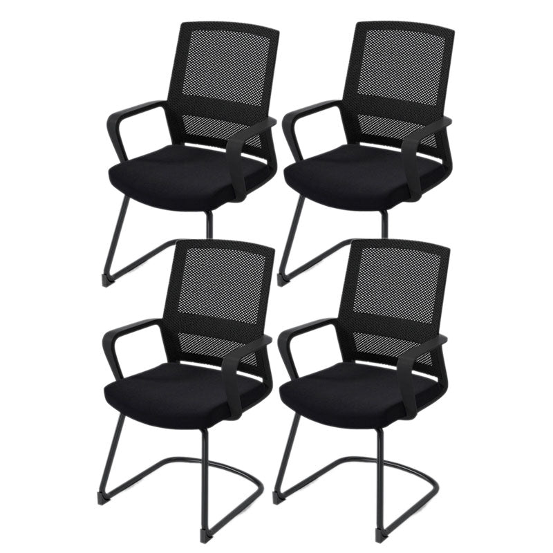Black Mid-Back Office Chair Mesh-back Arms Included Task Chair 4 Piece Set Clearhalo 'furn' 'furn_office_chair' 'Furniture' 'Office Chairs' 'Office Furniture' 'office_chair' 5761335