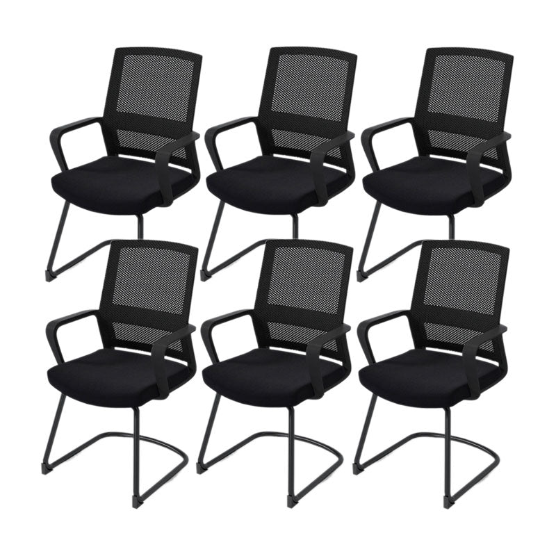Black Mid-Back Office Chair Mesh-back Arms Included Task Chair 6 Piece Set Clearhalo 'furn' 'furn_office_chair' 'Furniture' 'Office Chairs' 'Office Furniture' 'office_chair' 5761337