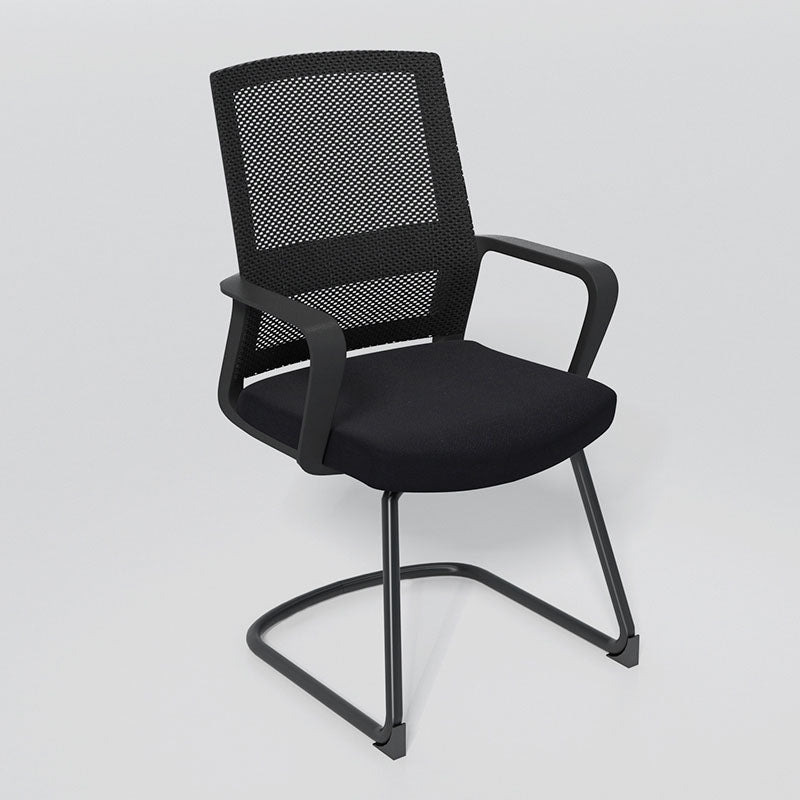 Black Mid-Back Office Chair Mesh-back Arms Included Task Chair Clearhalo 'furn' 'furn_office_chair' 'Furniture' 'Office Chairs' 'Office Furniture' 'office_chair' 5761338
