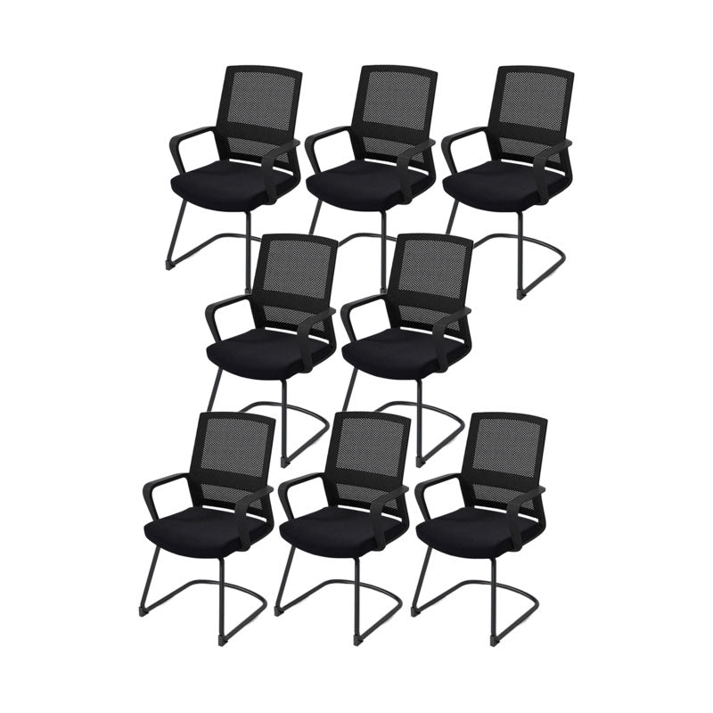 Black Mid-Back Office Chair Mesh-back Arms Included Task Chair 8 Piece Set Clearhalo 'furn' 'furn_office_chair' 'Furniture' 'Office Chairs' 'Office Furniture' 'office_chair' 5761339