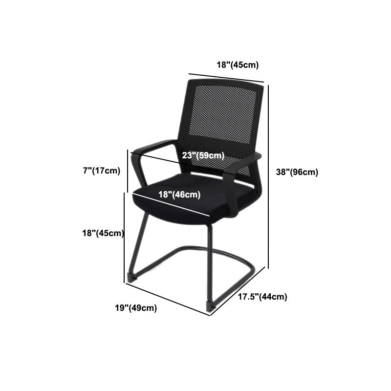 Black Mid-Back Office Chair Mesh-back Arms Included Task Chair Clearhalo 'furn' 'furn_office_chair' 'Furniture' 'Office Chairs' 'Office Furniture' 'office_chair' 5761345