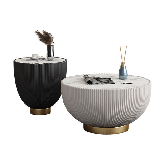 Slate Round Coffee Table Pedestal Minimalist Coffee Table for Living Room Clearhalo 'Coffee & Accent Tables' 'Coffee Tables' 'coffee_tables' 'furn' 'furn_coffee_tables' 'Furniture' 'Living Room Furniture' 5765172