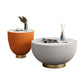 Slate Round Coffee Table Pedestal Minimalist Coffee Table for Living Room 27.6"L x 27.6"W x 13.8"H + 17.7"L x 17.7"W x 18.5"H White-Orange Clearhalo 'Coffee & Accent Tables' 'Coffee Tables' 'coffee_tables' 'furn' 'furn_coffee_tables' 'Furniture' 'Living Room Furniture' 5765174