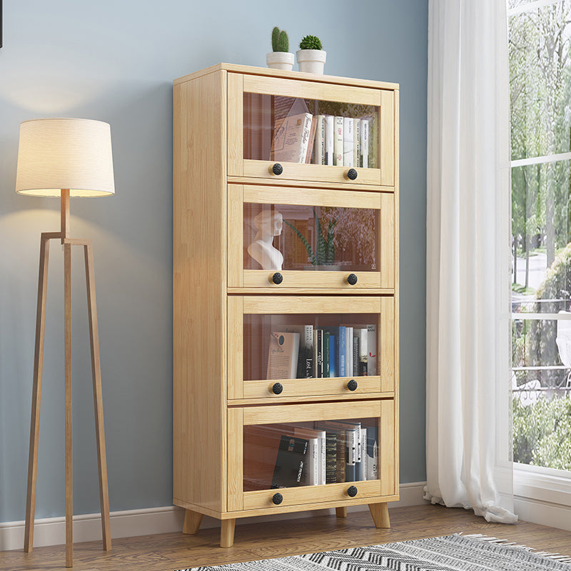 11.8" W Closed Storage Bookcase Modern Wooden Bookshelf with Glass Doors 23.6"L x 11.8"W x 63.8"H Clearhalo 'Bookcases' 'furn' 'furn_bookcases' 'Furniture' 'Office Furniture' 5765246