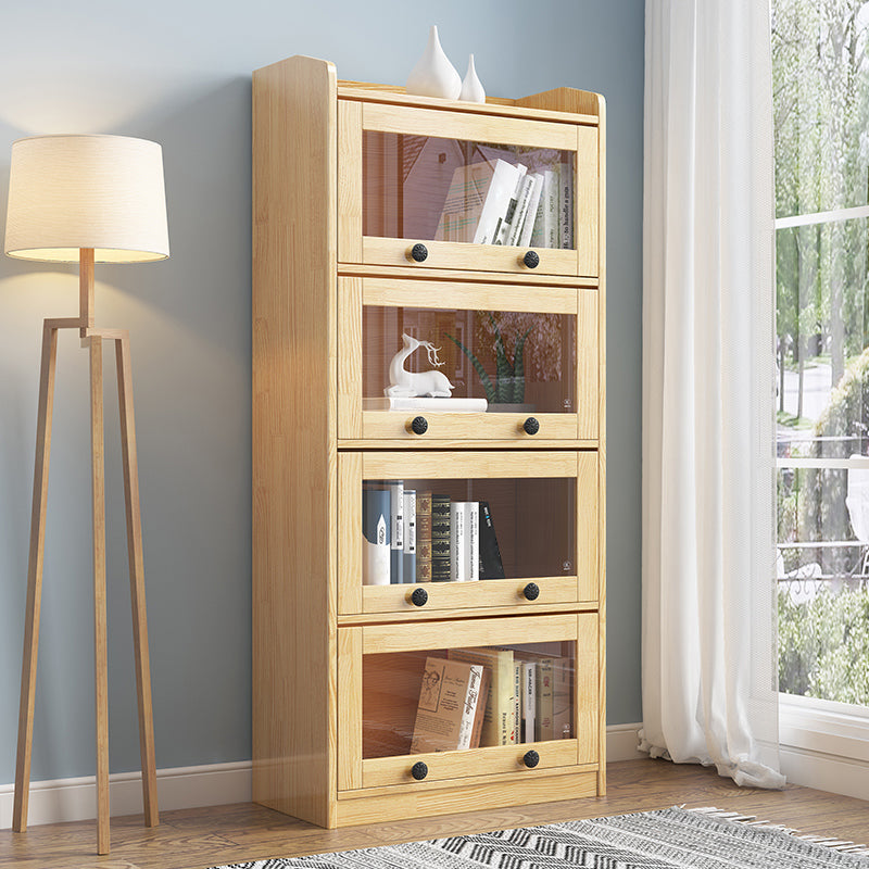 11.8" W Closed Storage Bookcase Modern Wooden Bookshelf with Glass Doors 31.5"L x 11.8"W x 66.1"H Clearhalo 'Bookcases' 'furn' 'furn_bookcases' 'Furniture' 'Office Furniture' 5765250