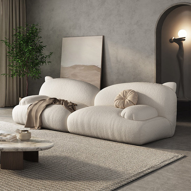Modernism Cream Cat-Shaped Sofa Pillow Top Arm Wool Sofa - 39.37" D Clearhalo 'furn' 'furn_sofas' 'Furniture' 'Living Room Furniture' 'Sofa' 'sofas' 5765292